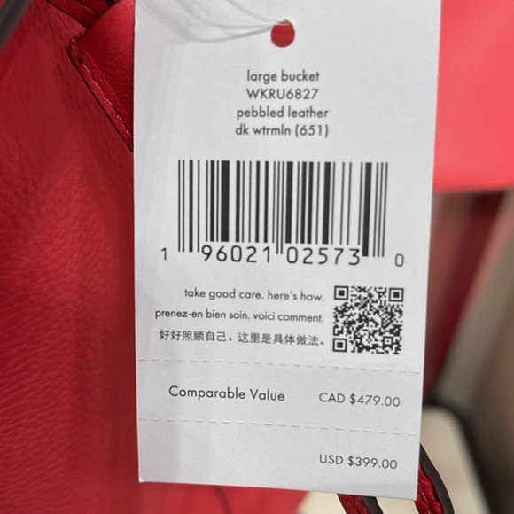 Kate Spade Marti Large Bucket Bag Dark Watermelon Gelato - Picture 15 of 16